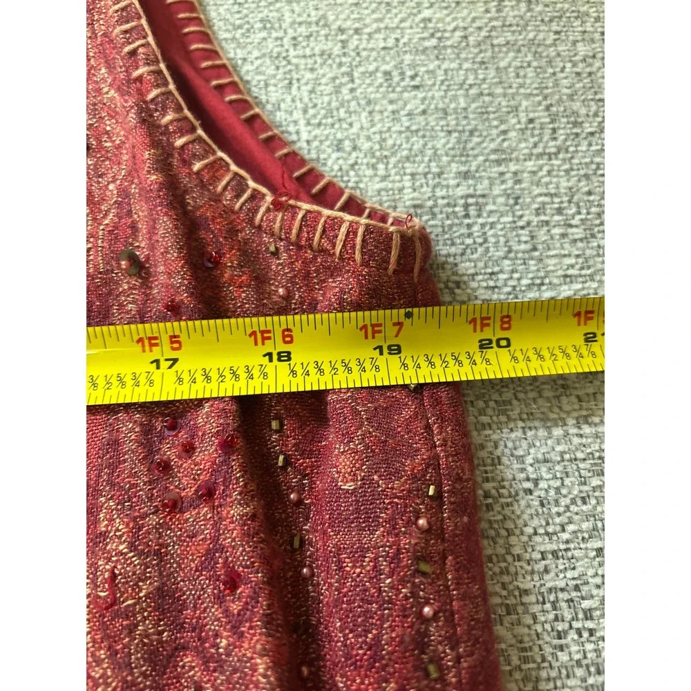Vintage Units‎ Beaded Zip Vest Women Medium Boho Artsy Southwest Festival